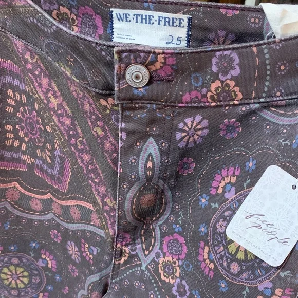 SOLD! Free People Just Float On Printed Flare Jeans - Picture 5 of 6